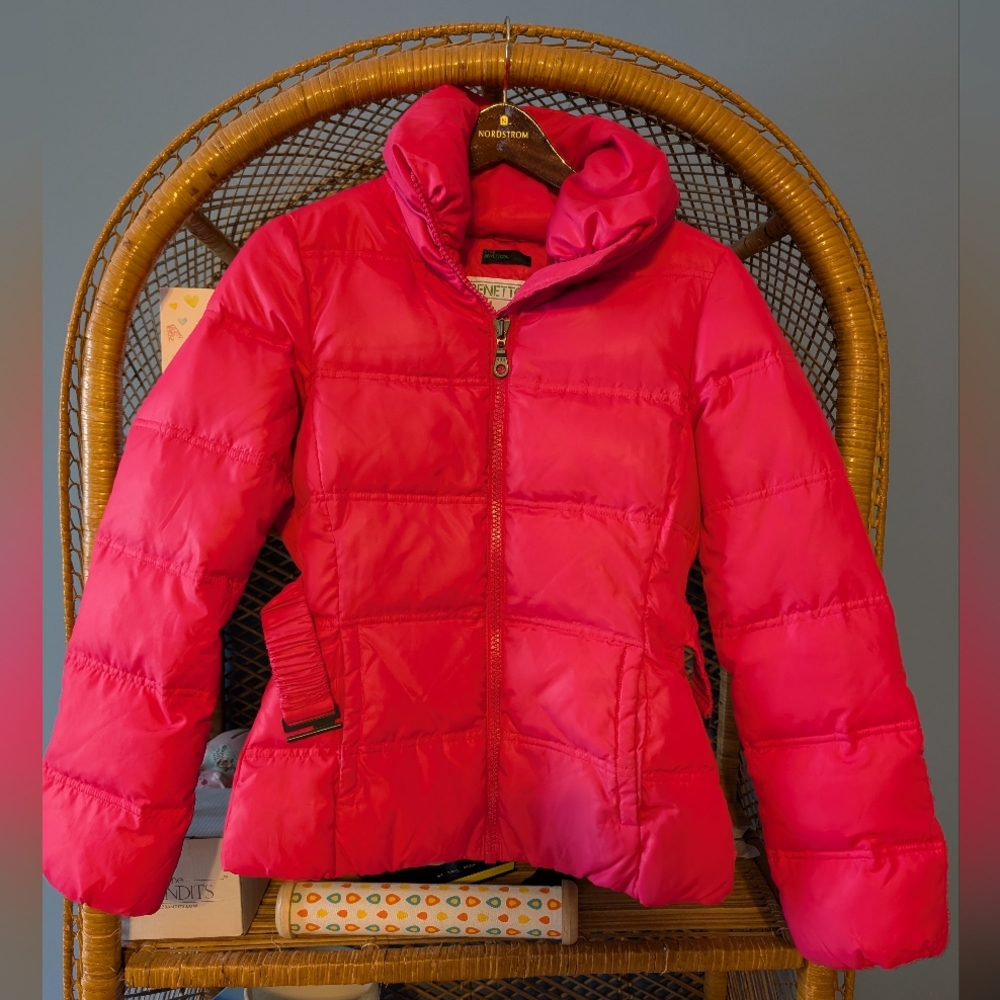 United Colors Of Benetton Neon Pink Puffer Jacket